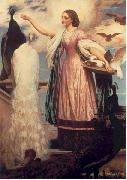 Lord Frederic Leighton A Girl Feeding Peacocks oil painting reproduction